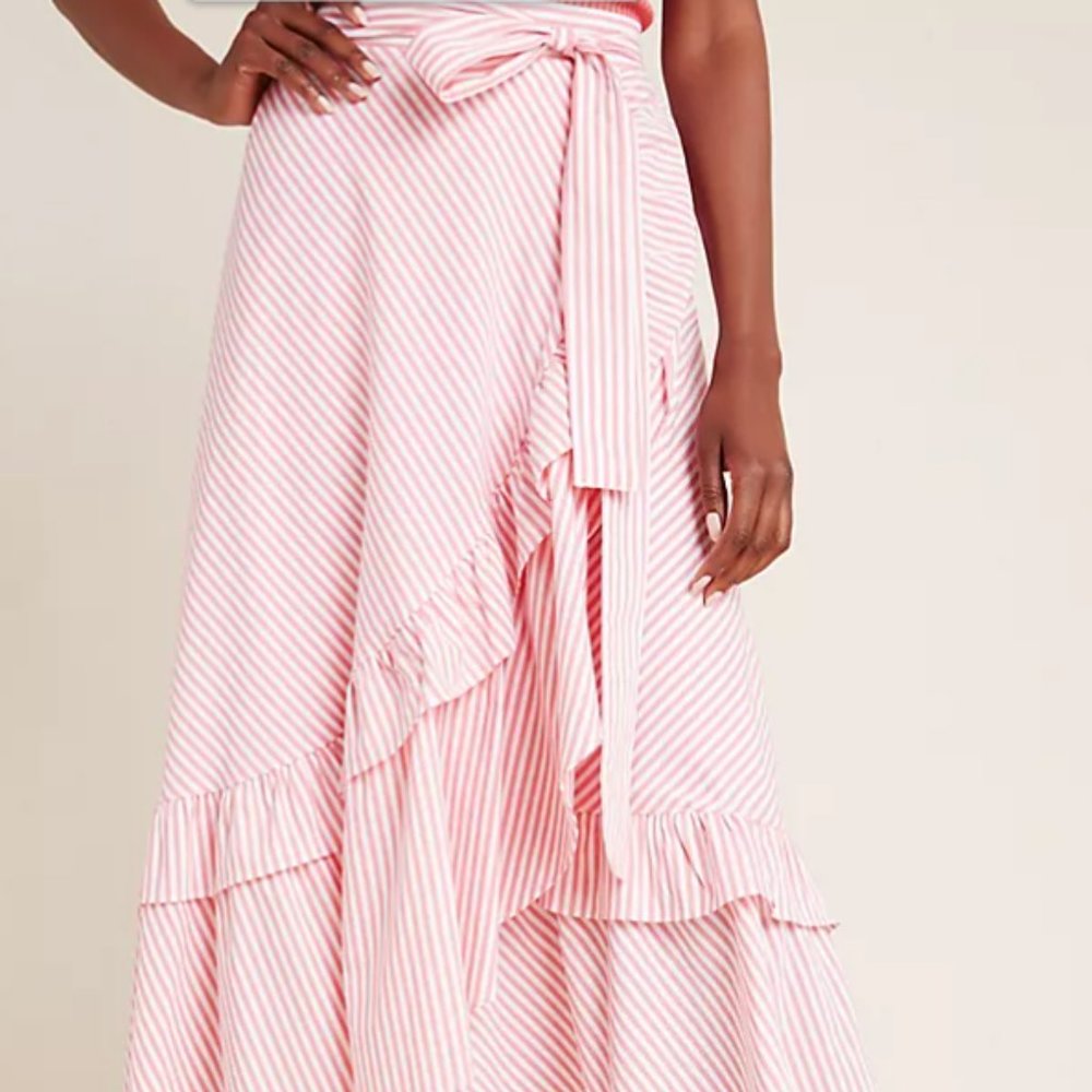 Anthropologie Maeve Penny Ruffled Midi Skirt